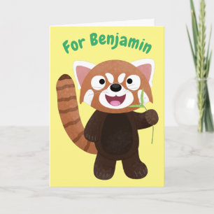 Cute red panda cartoon illustratie kaart