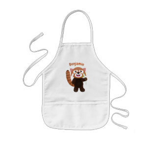 Cute red panda cartoon illustratie kinder schort