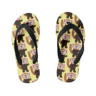 Cute red panda cartoon illustratie kinder teenslippers