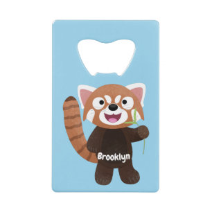 Cute red panda cartoon illustratie kredietkaart flessenopener