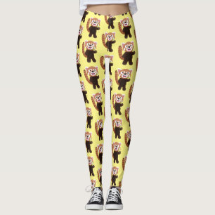 Cute red panda cartoon illustratie leggings