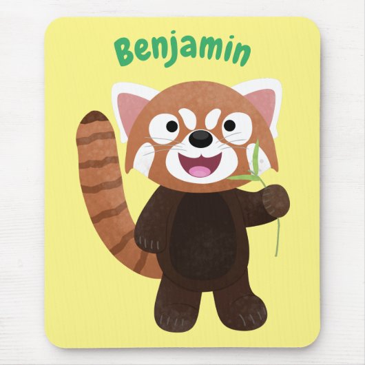 Cute red panda cartoon illustratie muismat (Voorkant)