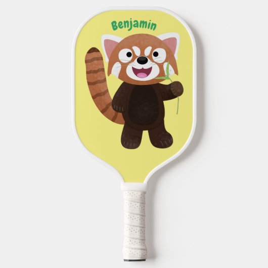 Cute red panda cartoon illustratie pickleball paddle (Voorkant)