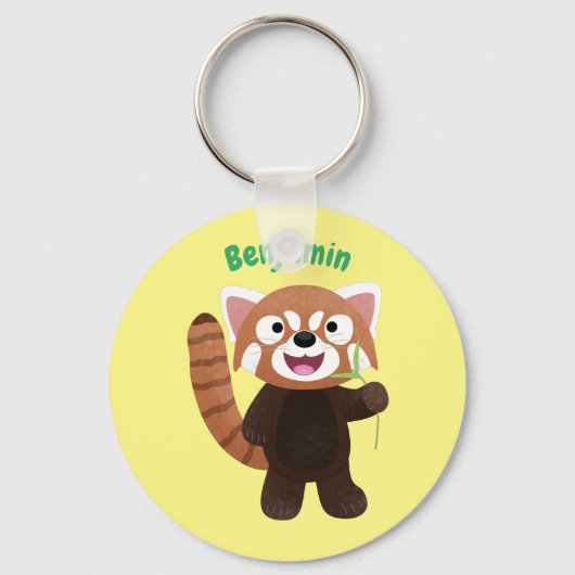 Cute red panda cartoon illustratie sleutelhanger (Voorkant)
