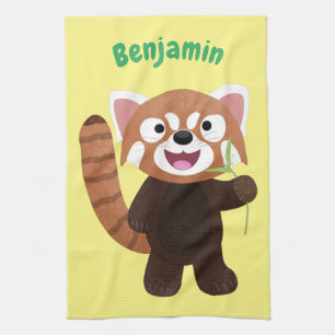 Cute red panda cartoon illustratie theedoek
