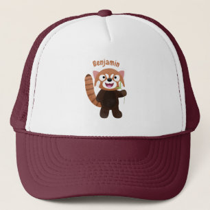 Cute red panda cartoon illustratie trucker pet