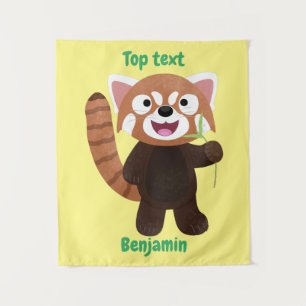 Cute red panda cartoon illustratie wandkleed