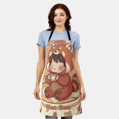 Cute Red Panda Coffee Kitchen Chef Apron Schort (Gedragen)