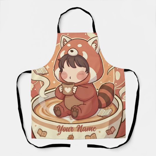 Cute Red Panda Coffee Kitchen Chef Apron Schort (Voorkant)
