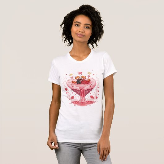 Cute Red Panda Couple Romantic Valentine T-Shirt (Devant entier)