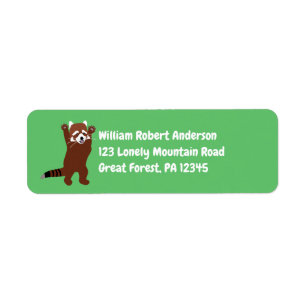 Cute Red Panda Green Return Address Etiket