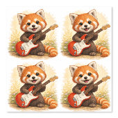 Cute Red Panda Guitar Pattern Wallpaper Kids Behang (Voorkant)