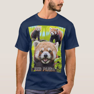 Cute Red Panda in de geïllustreerde wilde Montage T-shirt