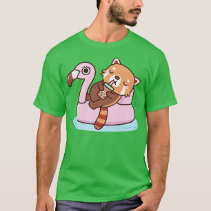 Cute Red Panda met Flamingo Pool Float Summer T-shirt