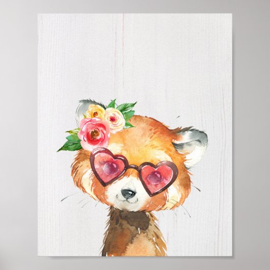 Cute Red Panda Nursery Art Print (Voorkant)