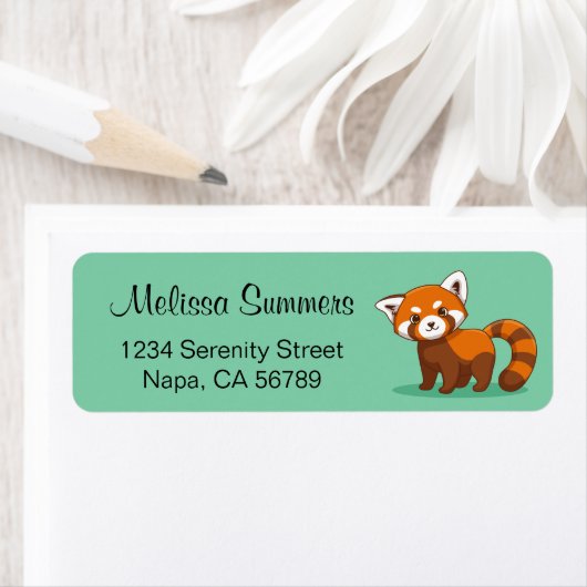 Cute Red Panda on Green Etiket (Insitu)
