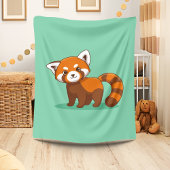 Cute Red Panda on Green Fleece Deken
