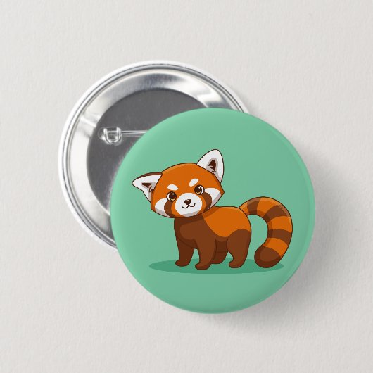 Cute Red Panda on Green Ronde Button 5,7 Cm (Voorkant /achterkant)