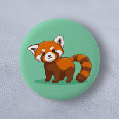 Cute Red Panda on Green Ronde Button 5,7 Cm