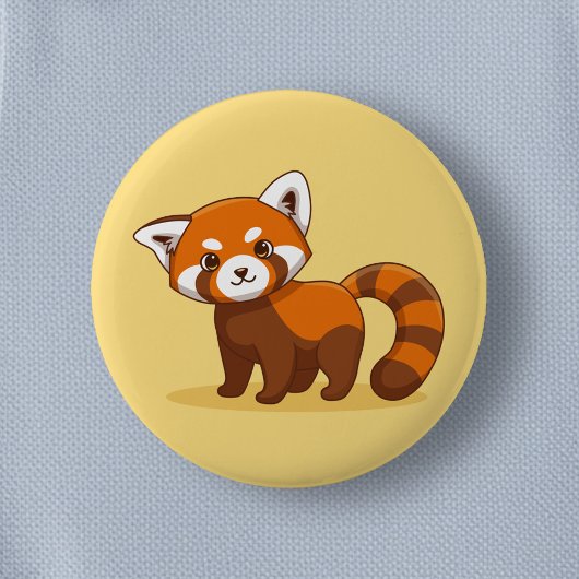 Cute Red Panda on Yellow Ronde Button 5,7 Cm