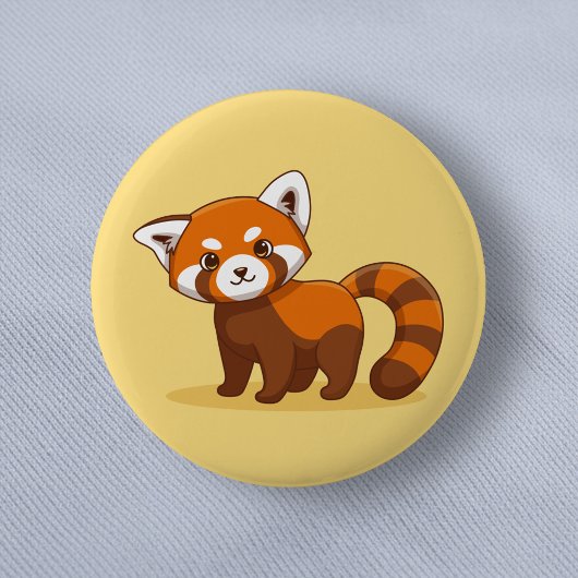 Cute Red Panda on Yellow Ronde Button 5,7 Cm