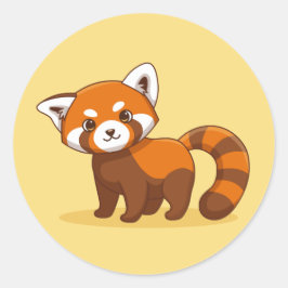 Cute Red Panda on Yellow Ronde Sticker