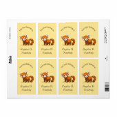 Cute Red Panda op Gele Bladplaat Etiket (Full Sheet)