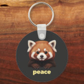 Cute Red Panda "Peace" Illustration for Kids & Nur Sleutelhanger (Achterkant)