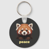 Cute Red Panda "Peace" Illustration for Kids & Nur Sleutelhanger (Achterkant)