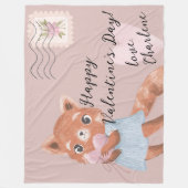 Cute Red Panda Postal Letter Valentijnsdag Fleece Deken (Voorkant)