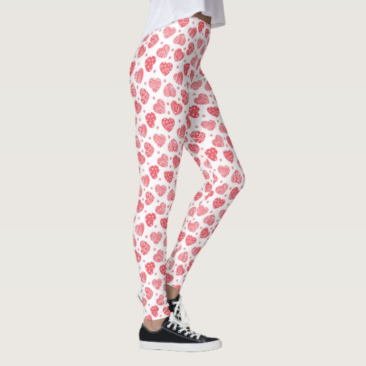 Cute Red Pattern Valentijn Harten Leggings (Rechts)