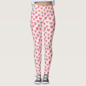 Cute Red Pattern Valentijn Harten Leggings (Voorkant)
