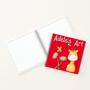 Cute Red Personalized Art book Notitieboek