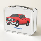 Cute red pickup truck cartoon afbeelding (Achterkant)