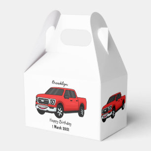 Cute red pickup truck cartoon afbeelding bedankdoosjes