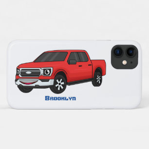 Cute red pickup truck cartoon afbeelding iPhone 11 hoesje