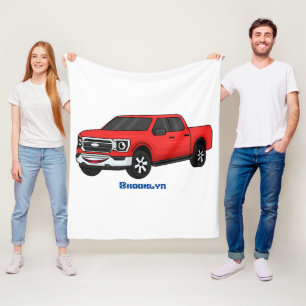 Cute red pickup truck cartoon afbeelding fleece deken