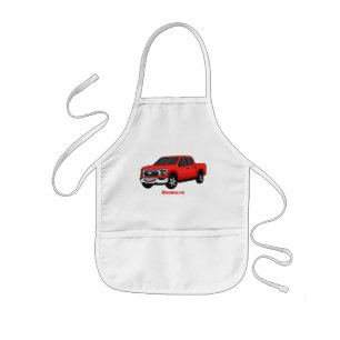 Cute red pickup truck cartoon afbeelding kinder schort