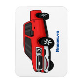 Cute red pickup truck cartoon afbeelding magneet (Verticaal)