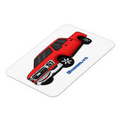 Cute red pickup truck cartoon afbeelding magneet (Linkerzijde)