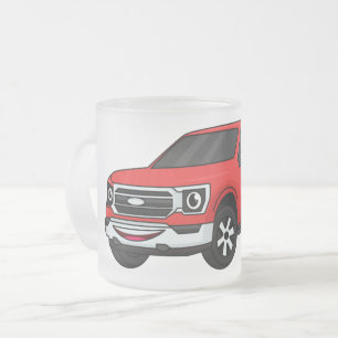 Cute red pickup truck cartoon afbeelding matglas koffiemok