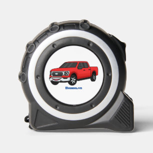 Cute red pickup truck cartoon afbeelding rolmaat