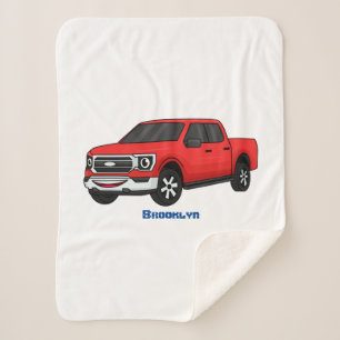 Cute red pickup truck cartoon afbeelding sherpa deken