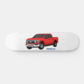 Cute red pickup truck cartoon afbeelding skateboard (Horizontaal)