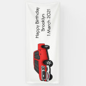 Cute red pickup truck cartoon afbeelding spandoek (Verticaal)