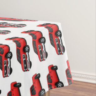 Cute red pickup truck cartoon afbeelding tafelkleed