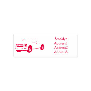 Cute red pickup truck cartoon afbeelding zelfinktende stempel
