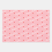 Cute Red Pink White Hecht Aangepaste Script-tekst Inpakpapier Vel (Voorkant)