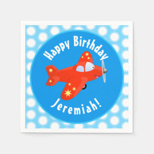 Cute red plane vliegende cartoon illustratie servet