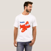Cute red plane vliegende cartoon illustratie t-shirt (Voorkant volledig)